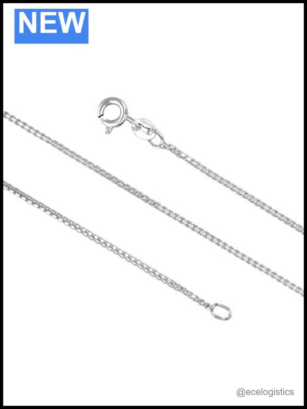925 Sterling Silver 1.3mm Box Chain Necklace Unisex Nickel-Free Made in Italy